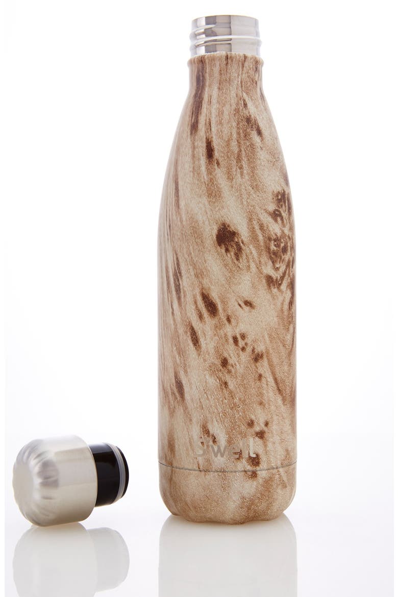 'Blonde Wood' Stainless Steel Water Bottle, Alternate, color, BROWN