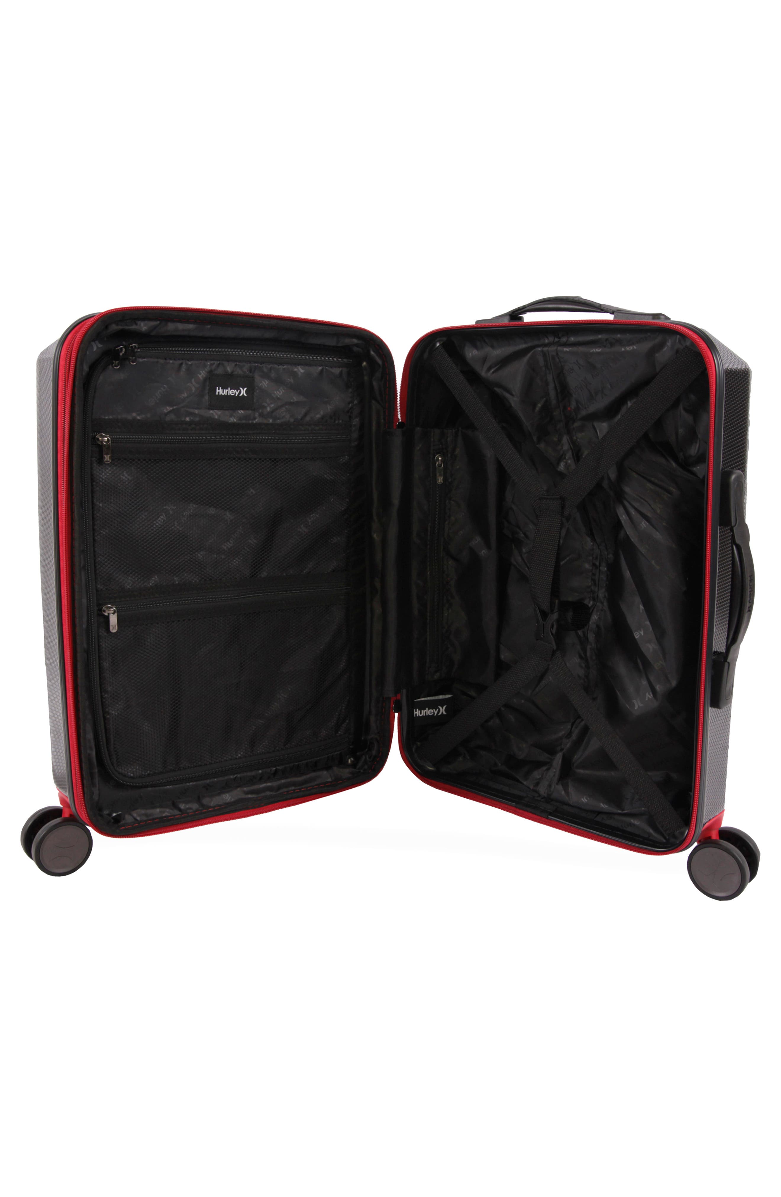 Hurley Swiper 21" Hardshell Spinner Suitcase, Alternate, color, Black/ Red