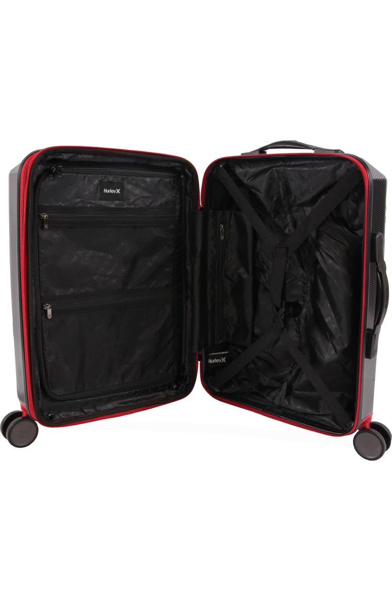 Hurley Swiper 21" Hardshell Spinner Suitcase, Alternate, color, Black/ Red