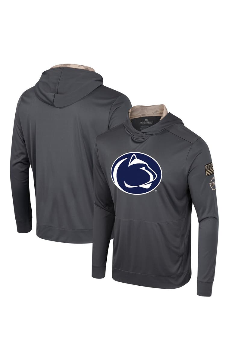 COLOSSEUM Men's Colosseum Charcoal Penn State Nittany Lions OHT Military Appreciation Long Sleeve Hoodie T-Shirt, Main, color,