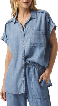 Splendid Paige Fray Indigo Denim Shirt