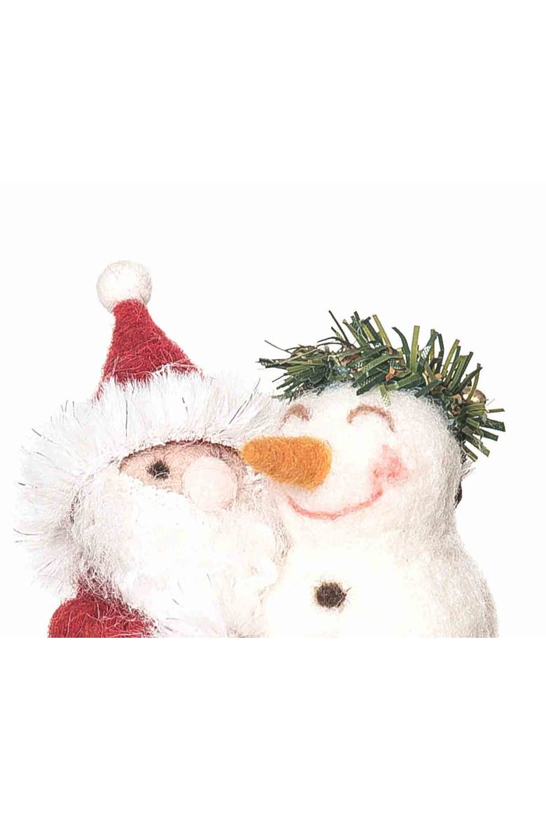 Santa With Snowman Figurine, Alternate, color, White