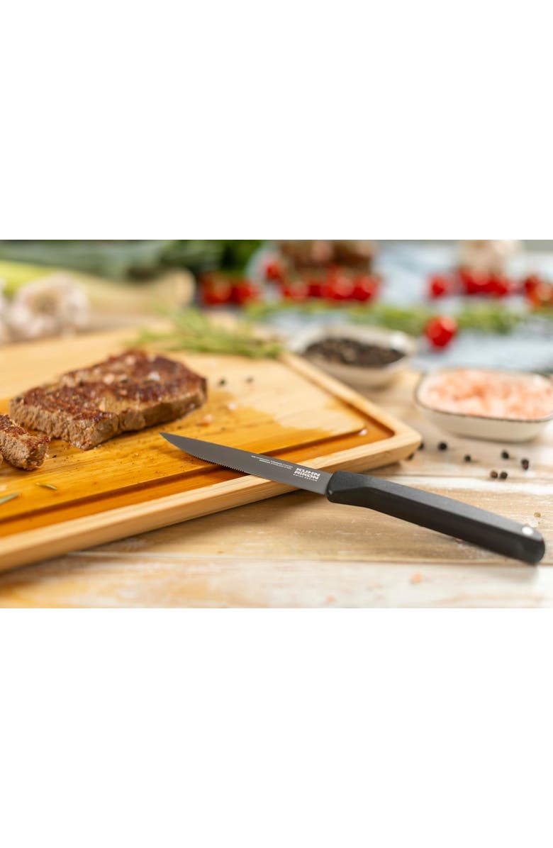 Kuhn Rikon ICED Steak Knife 4.13-Inch, Set of 4, Ice Hardened German Stainless Blade, Alternate, color, Black