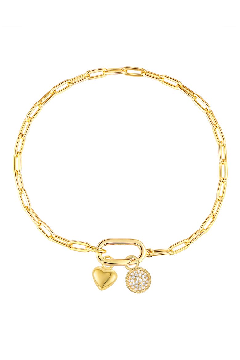 Paper Clip Link Charm Bracelet, Main, color, CLEAR/ YELLOW GOLD