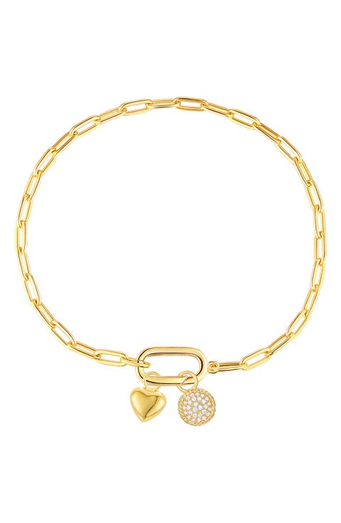 Paper Clip Link Charm Bracelet