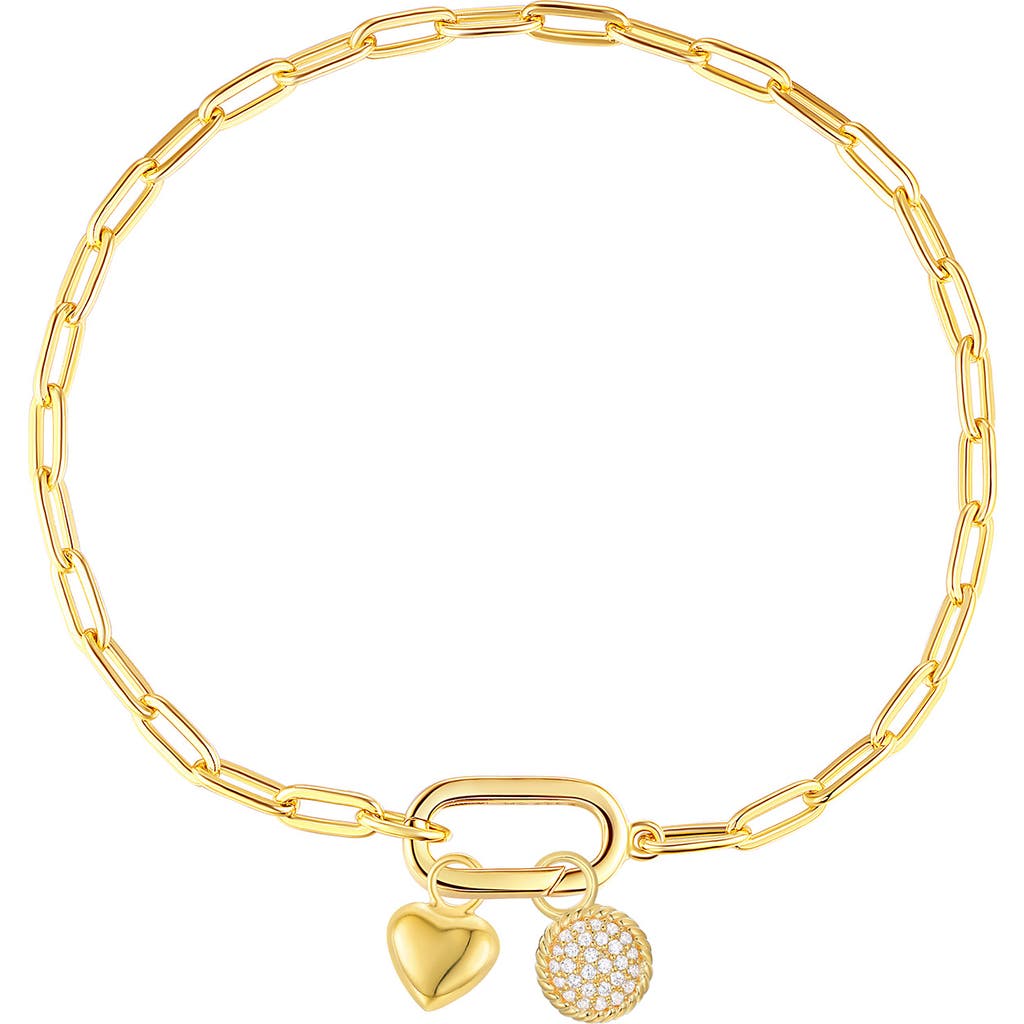 Candela Jewelry Paper Clip Link Charm Bracelet In Gold