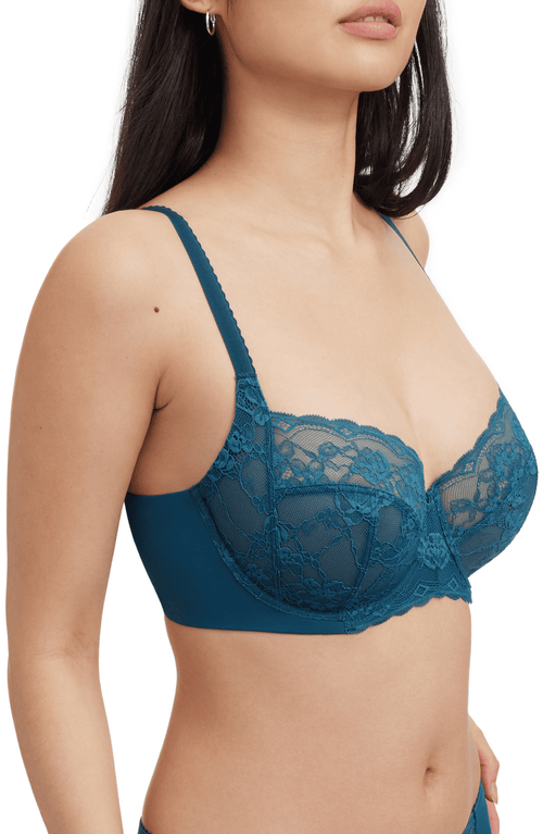 Skarlett Blue Coy Lace Full Coverage Underwire Bra In Blue