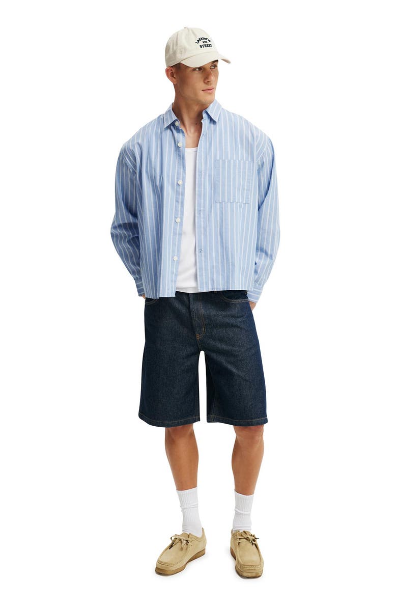 Cotton On Men's Baggy Denim Short, Alternate, color, Shutter Blue