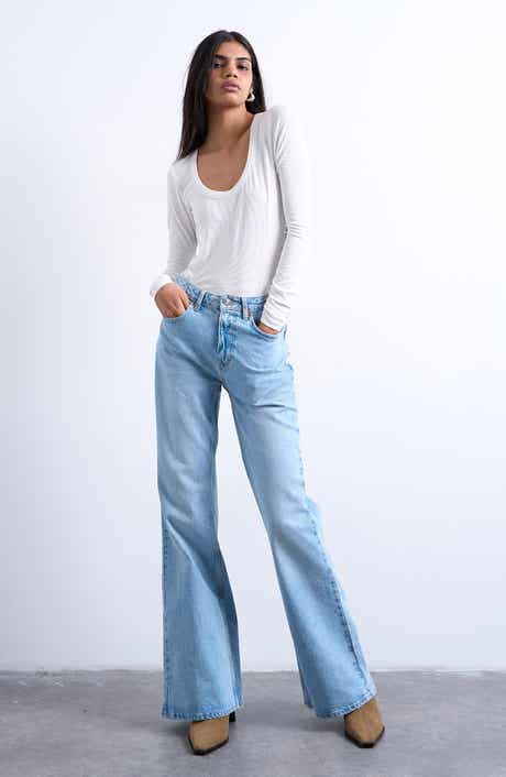 Topshop Scoop Neck Long Sleeve Rib Top