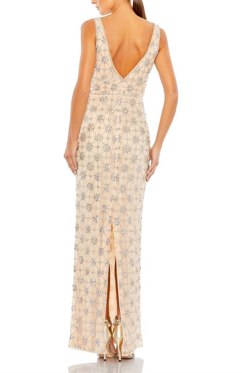 Mac Duggal Sleeveless Hand Beaded V-neck Gown