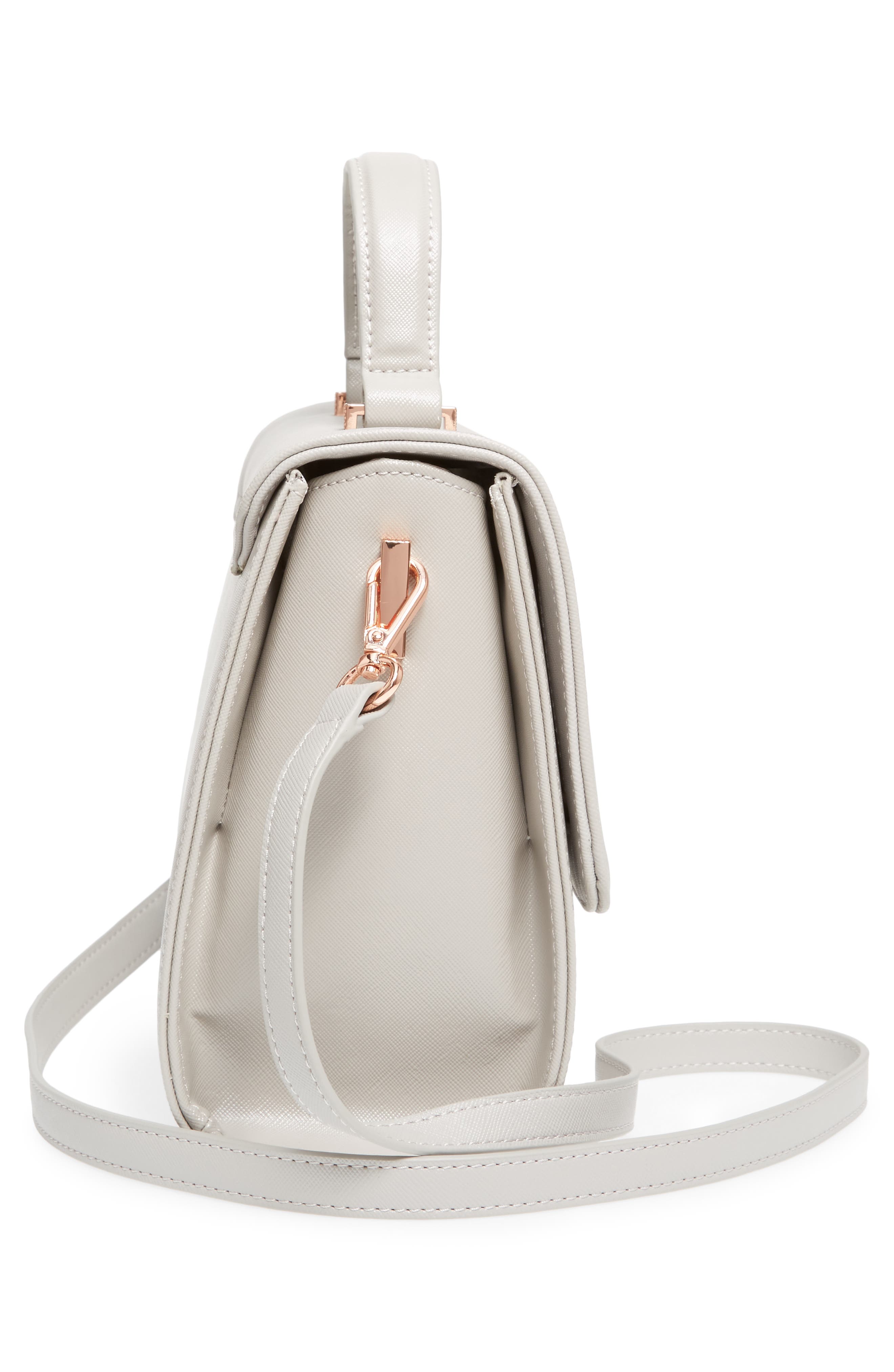 Small Hilaryy Faux Leather Satchel, Alternate, color, LIGHT GREY