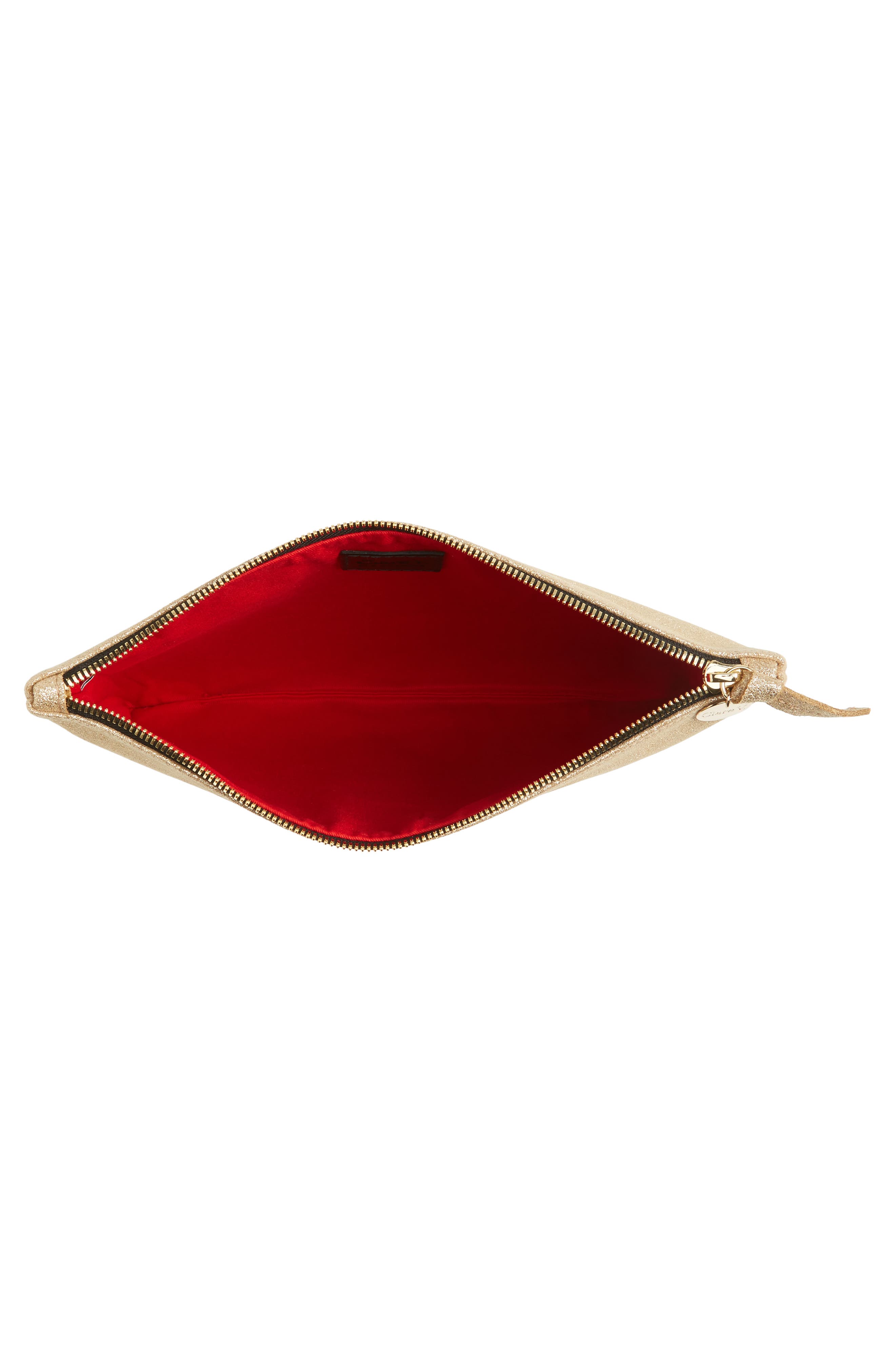 Clare V. Maison Metallic Suede Flat Clutch, Alternate, color, 