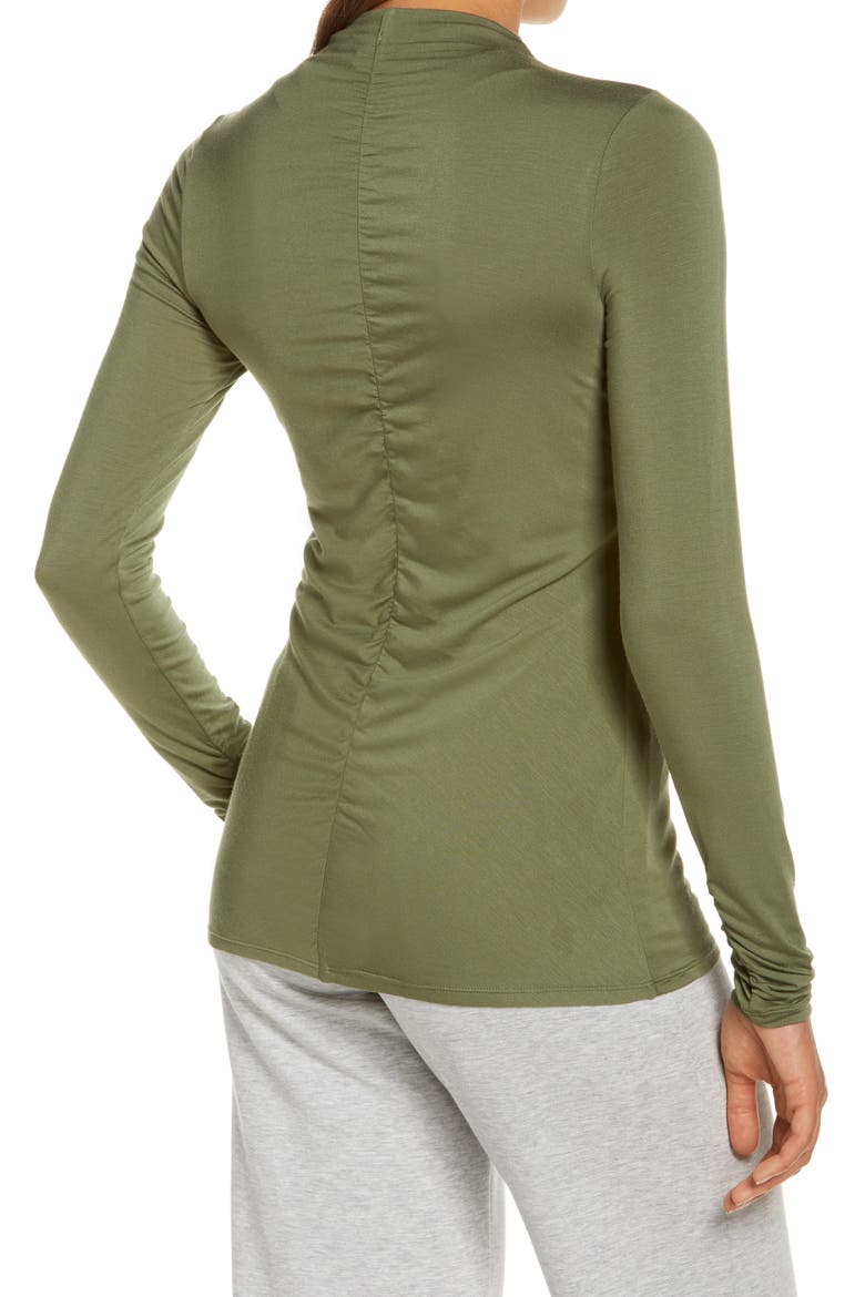 Ruched Back Long Sleeve Top, Alternate, color, OLIVE BRANCH