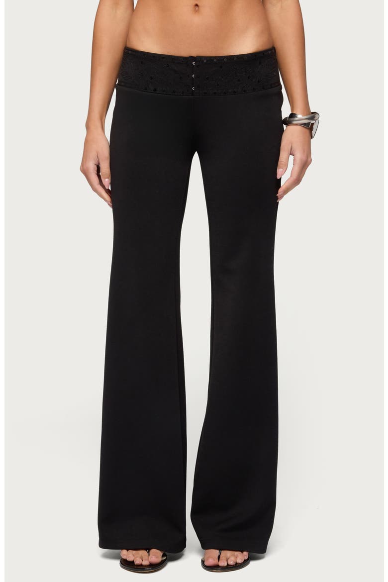 Katalia Sequin Waist Flare Pants, Main, color, BLACK