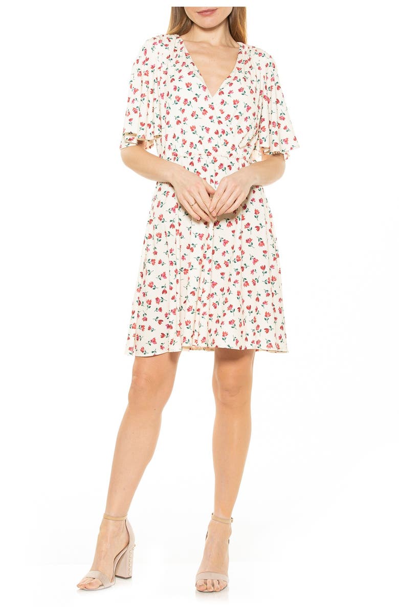 Alexia Admor Oakless Flutter Sleeve Fit & Flare Dress, Main, color, 