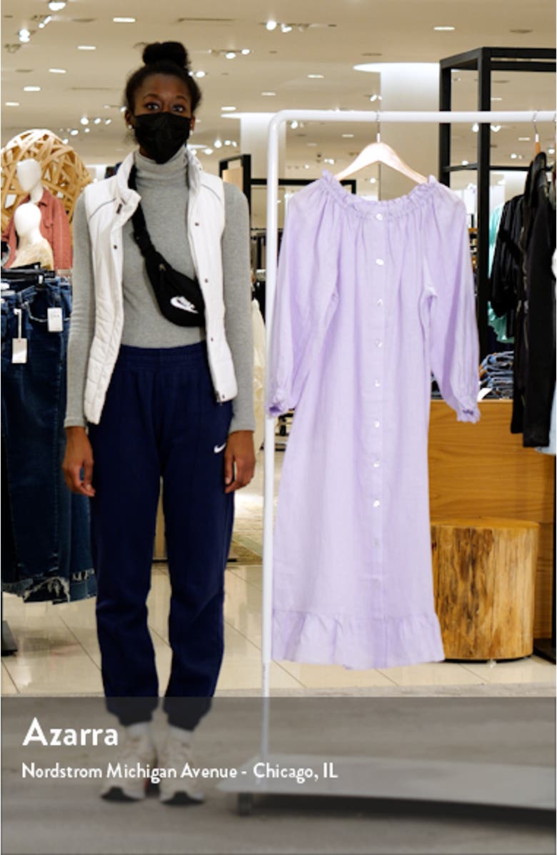 Loungewear Long Sleeve Linen Midi Dress, sales video thumbnail