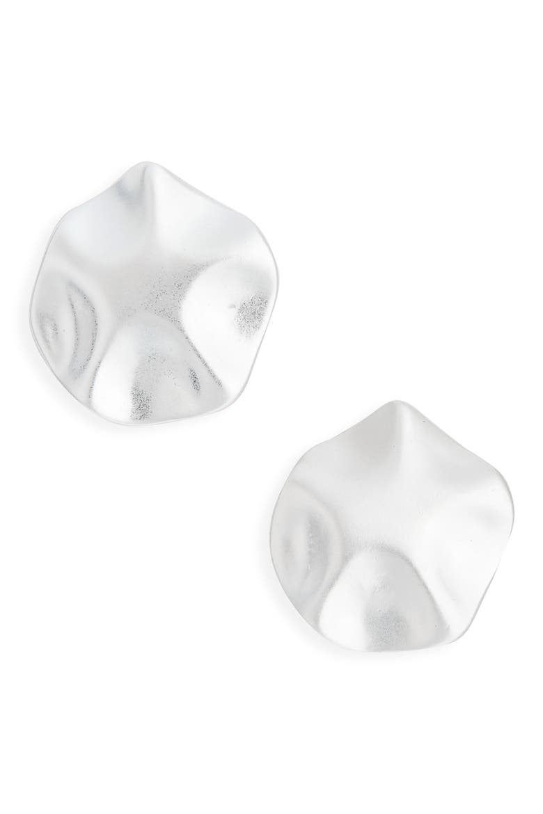 Textured Circle Clip-On Earrings, Main, color, SILVER