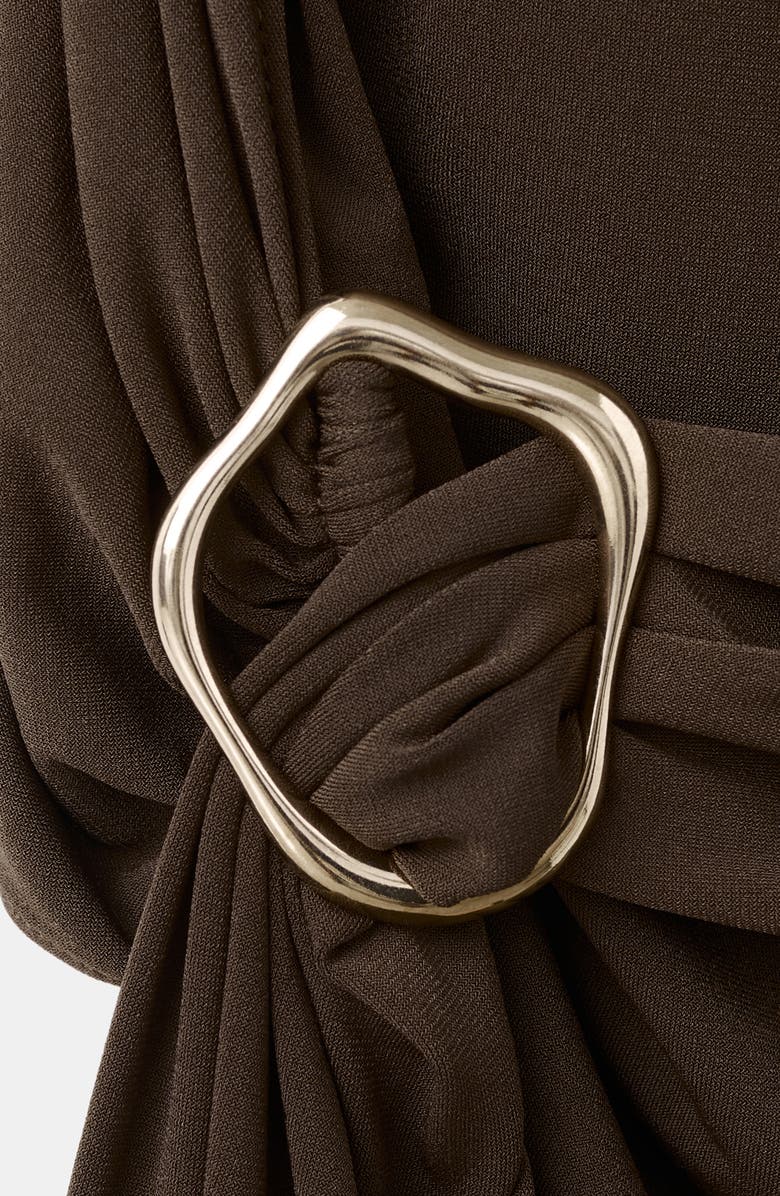 MANGO Vestido Side Drape Top, Alternate, color, Brown