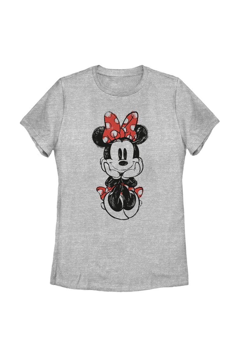 Women's Mickey & Friends Sitting Minnie Sketch  Graphic T-Shirt, Main, color, Athletic Heather