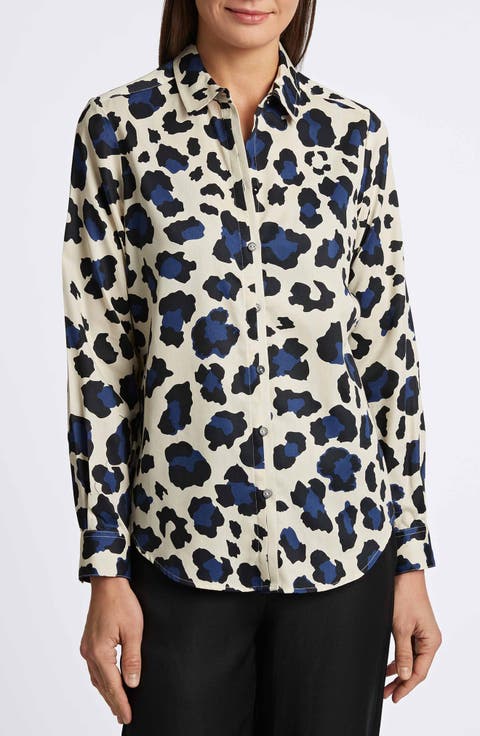 Charlie Leopard Print Cotton Button-Up Shirt
