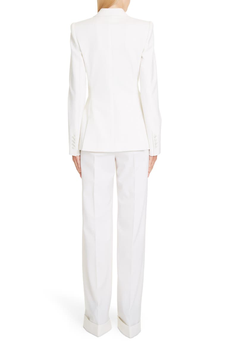 Double Breasted Stretch Wool Blend Jacket, Alternate, color, WHITE