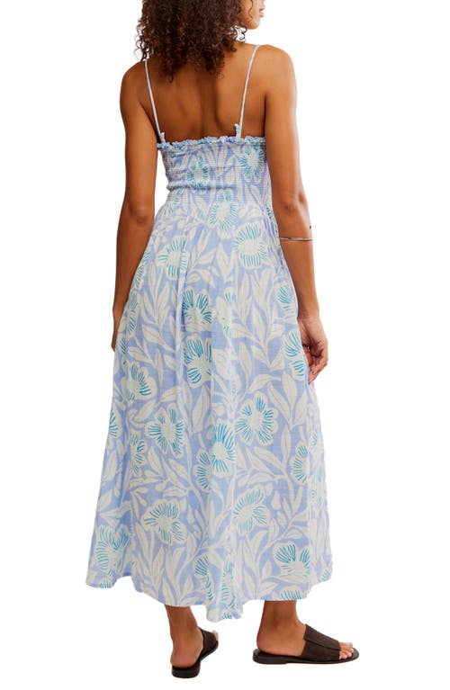 Free People Sweet Nothings Floral Print Sleeveless Maxi Sundress In Blue Vista Combo