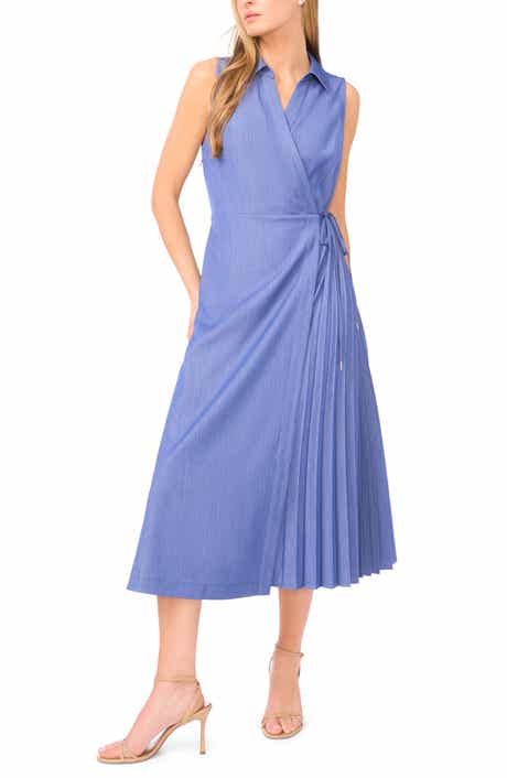 Pleated Faux Wrap Dress