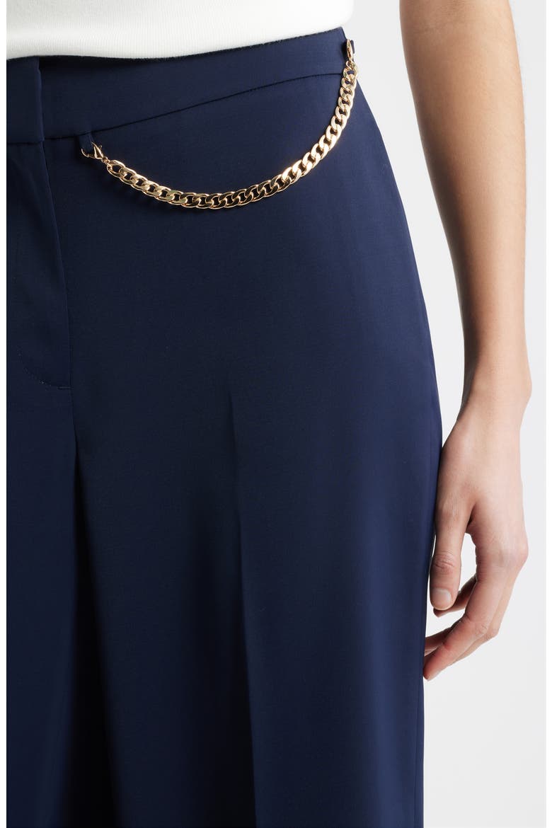 The Sarah Chain Detail High Waist Straight Leg Pants, Alternate, color, NAVY