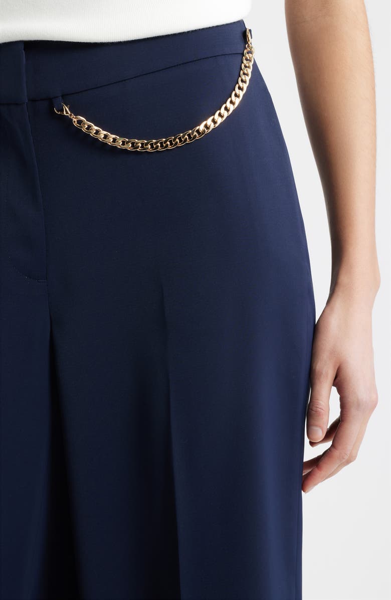 Elie Tahari The Sarah Chain Detail High Waist Straight Leg Pants, Alternate, color, Navy