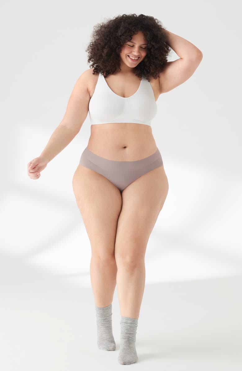 True & Co Soft Form V-Neck Adjustable Strap Bralette, Alternate, color, White