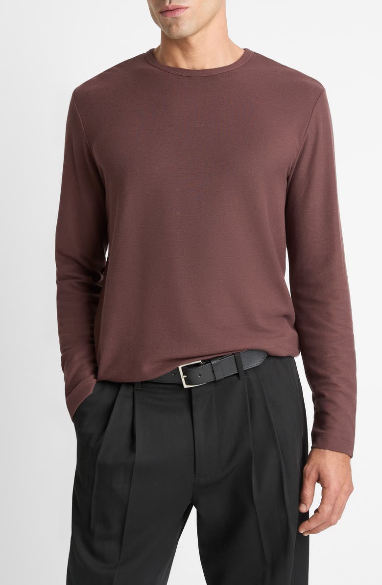 Vince Pima Cotton Piqué Long Sleeve T-Shirt, Main, color, Washed Port