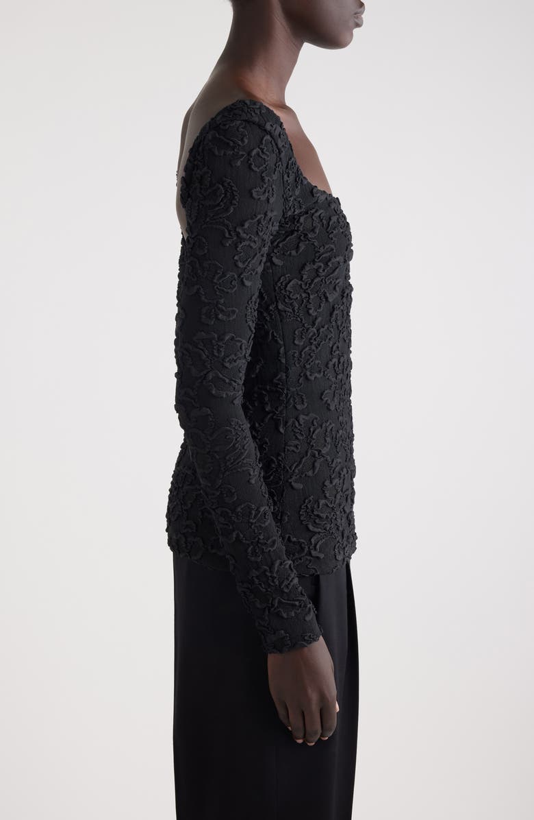 Givenchy Embroidered Scoop Neck Long Sleeve Silk Blend Top, Alternate, color, 