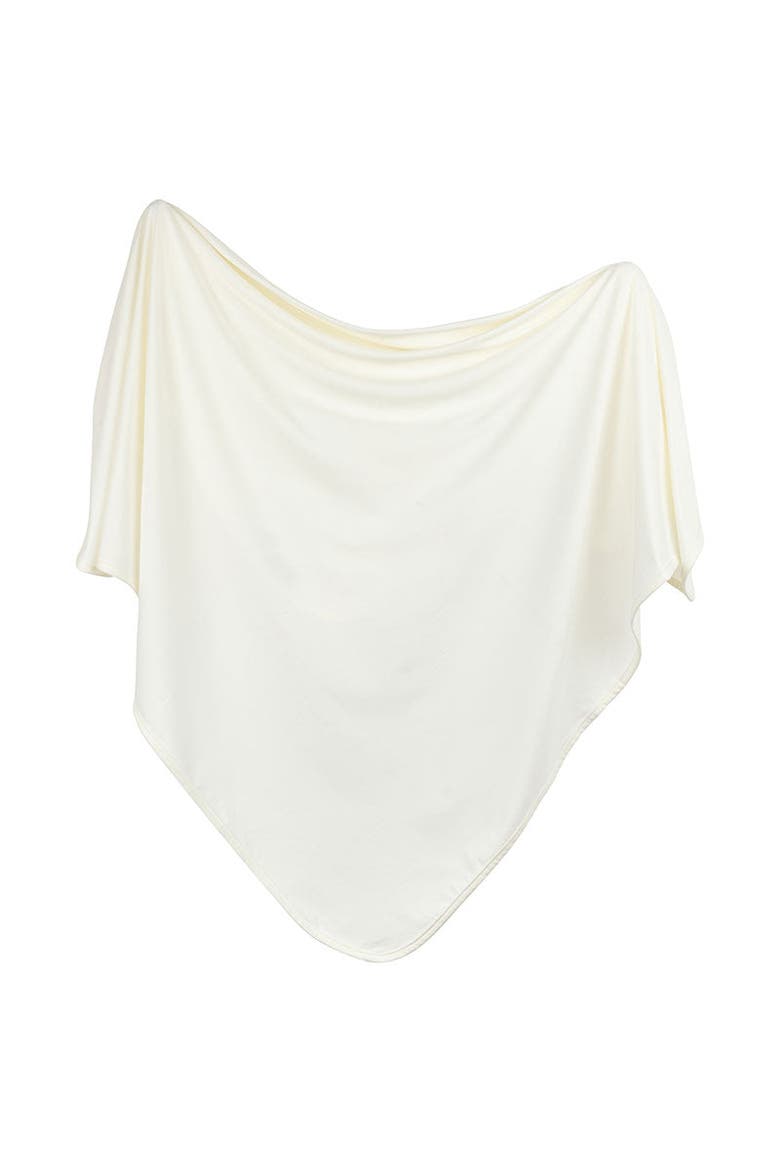 Jersey Knit Cotton Swaddle Blanket and Beanie Gift Set, Alternate, color, Ivory
