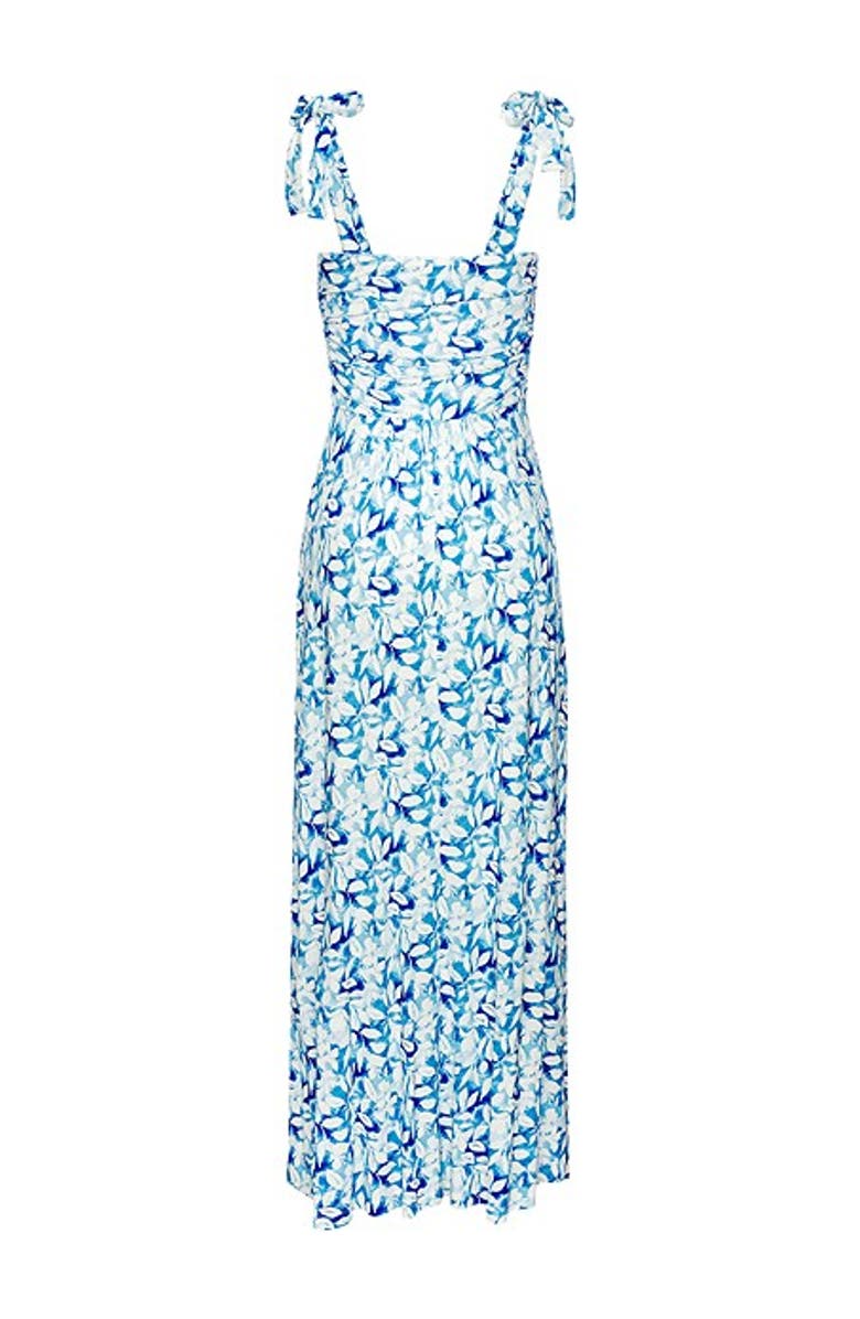LASCANA Women's Tie Strap Maxi Dress, Alternate, color, Blue Multi