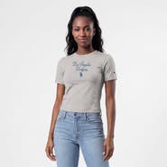 Champion Women's Champion Gray Los Angeles Dodgers Soft-Touch Fitted Cropped T-Shirt