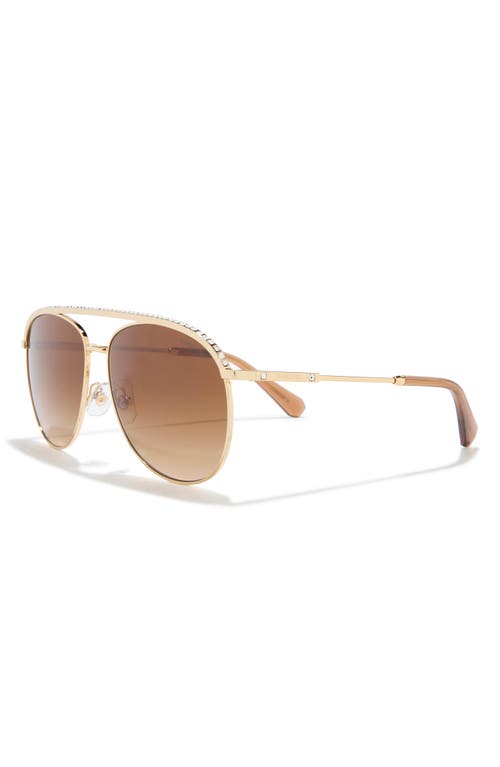 Swarovski 61mm Crystal Aviator Sunglasses In Gold