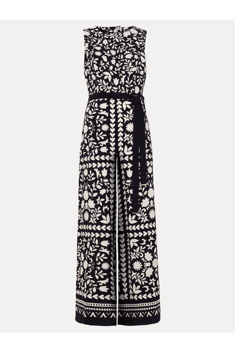 Cyra Printed Jumpsuit, Alternate, color, Black/Ivory