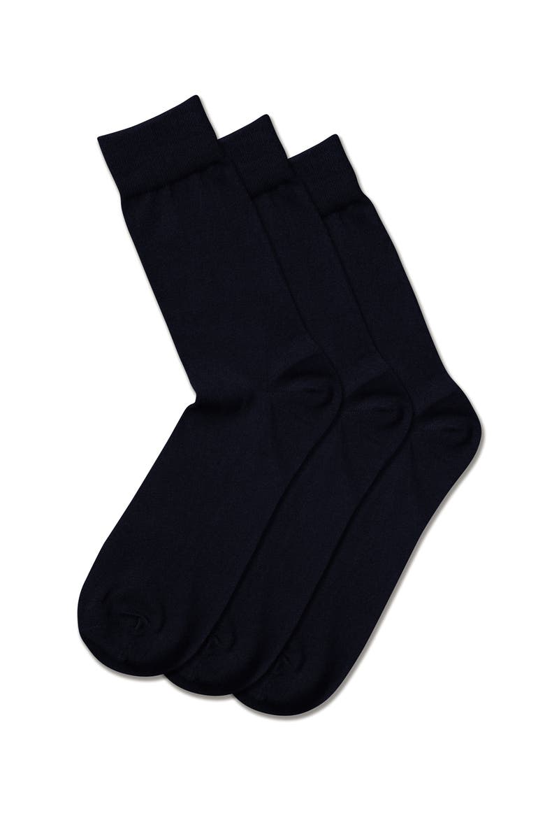 Cotton Rich 3 Pack Socks, Main, color, Navy