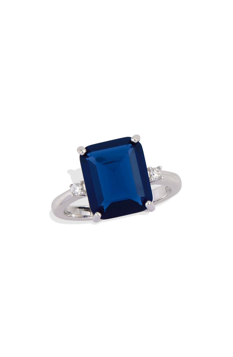 SAVVY CIE JEWELS Sterling Silver Sapphire & Cubic Zirconia Ring, Main, color, Silver