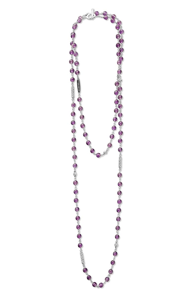 LAGOS Caviar Icon Amethyst Bead Dual Layer Necklace, Main, color, Amathyst