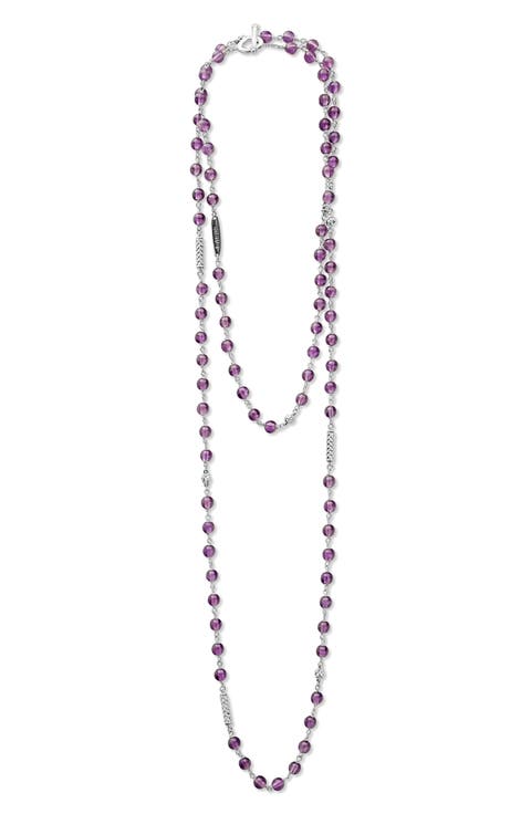 Caviar Icon Amethyst Bead Dual Layer Necklace
