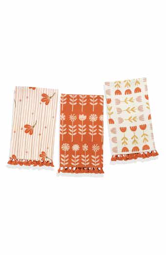 The Valencia Folk Art Set of 3 Cotton Waffle Kitchen Towels