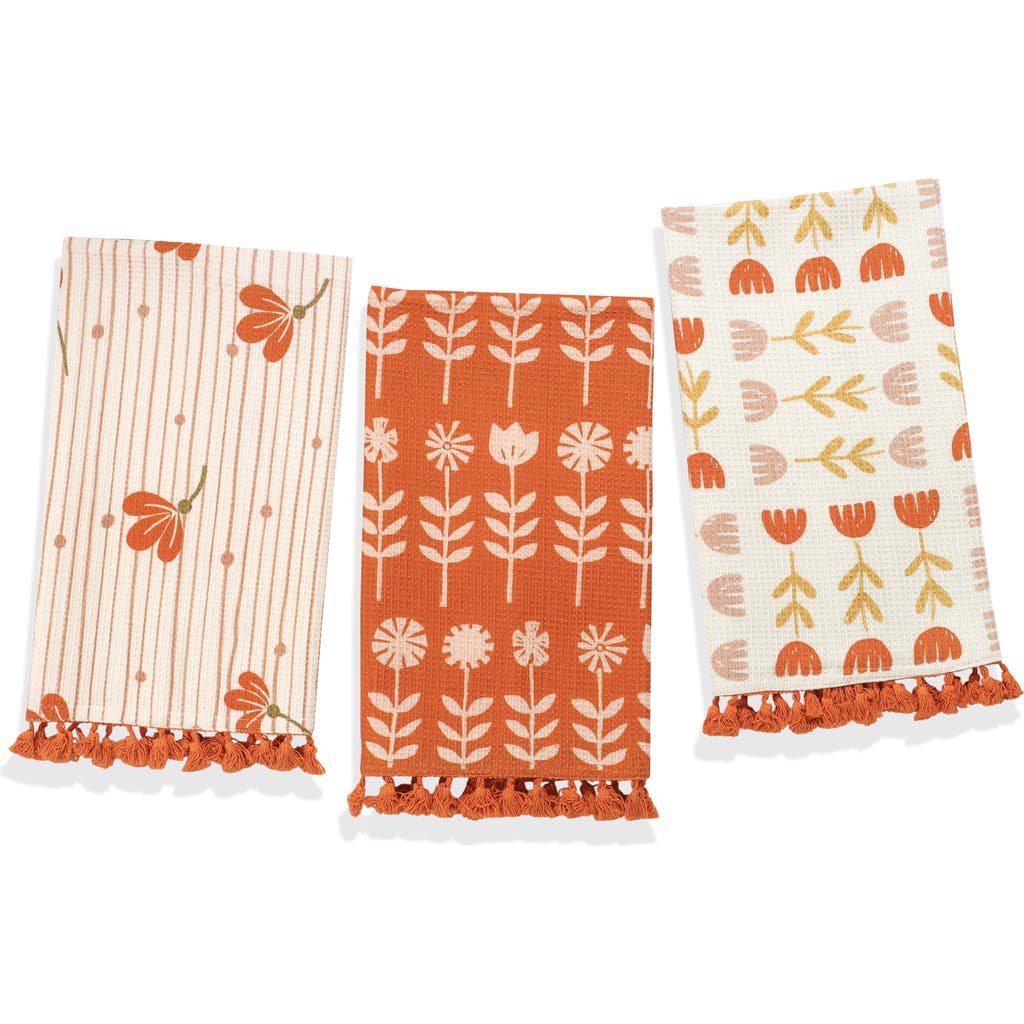 Tiramisu 3-piece Kitchen Towel Set In Orange