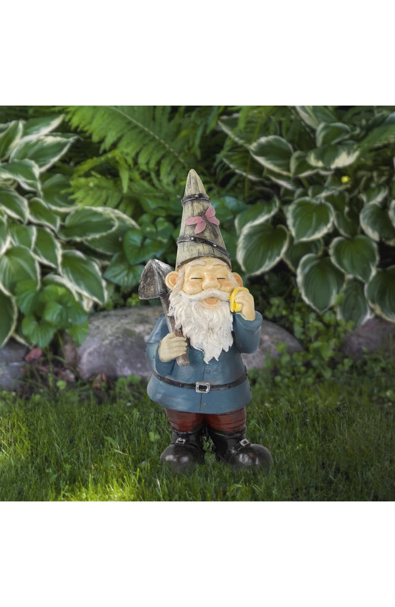 Northlight Gnome with Shovel Outdoor Garden Statue - 15.25", Alternate, color, Blue