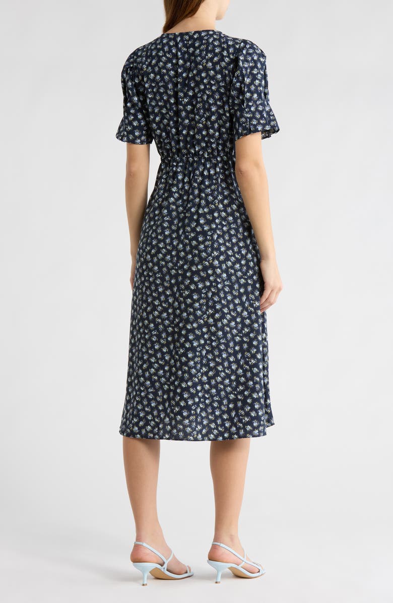 Melrose and Market Short Sleeve Button Front Dress, Alternate, color, Navy- Blue Elise Floral