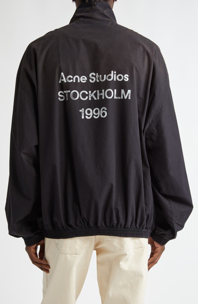 Acne Studios Logo Graphic Cotton Jacket, Alternate, color, Black