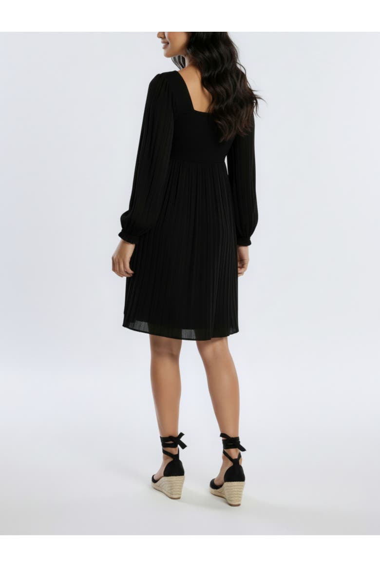 Smocked Babydoll Long Sleeve Mini Dress, Alternate, color, Core Black