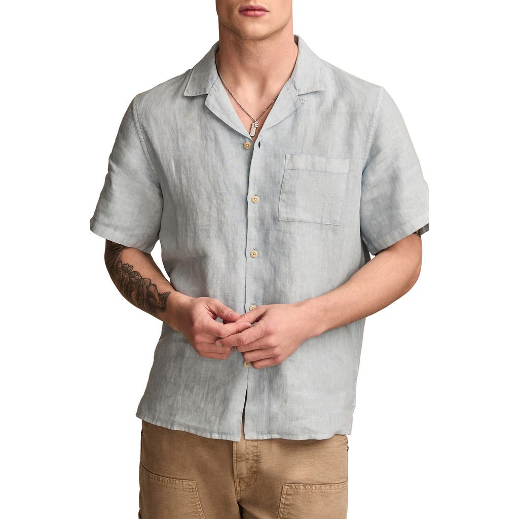 Lucky Brand Slub Linen Camp Shirt In Celestial Blue