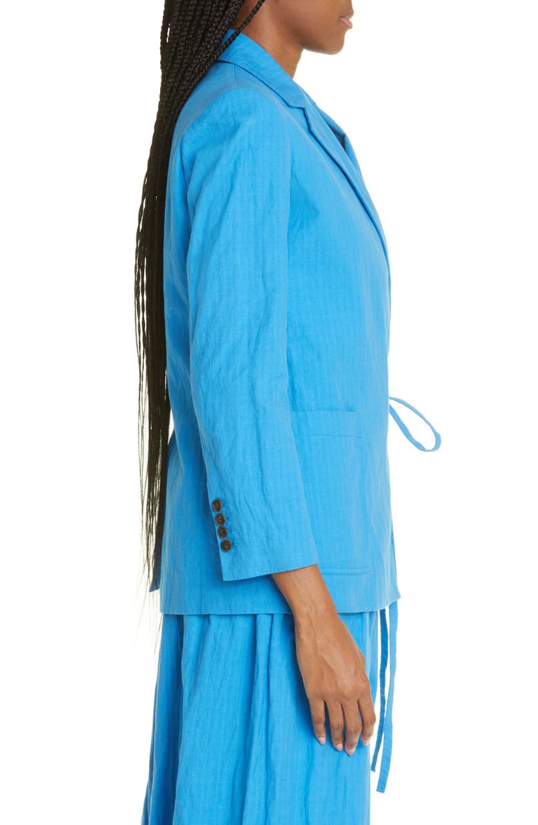 JASON WU Tie Detail Linen & Cotton Blazer, Alternate, color,