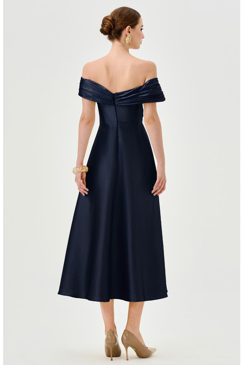 Wynter Off Shoulder Midi, Alternate, color, NAVY